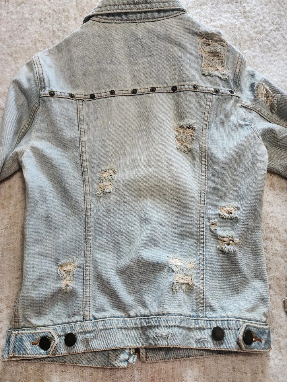 Forever Love Distressed Denim Y2K JacLight Wash Distressed Denim Jacket - Women